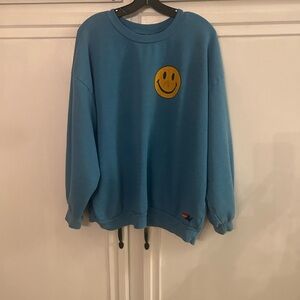 Aviator Nation blue smiley crew sweatshirt